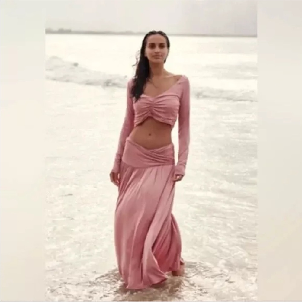 NWT Free People Pink/Peach “Sabrina” Skirt Set XS